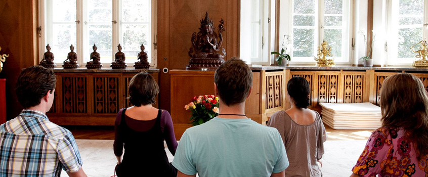 Group meditation at the Europe Center